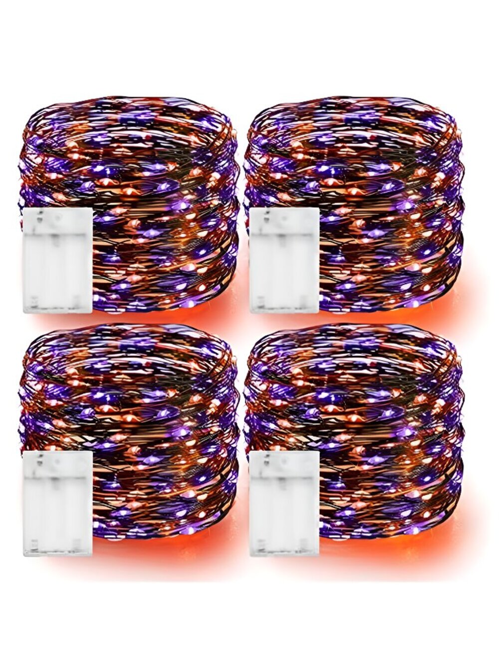 Purple and Orange Halloween Fairy String Lights, 4 Pack Total